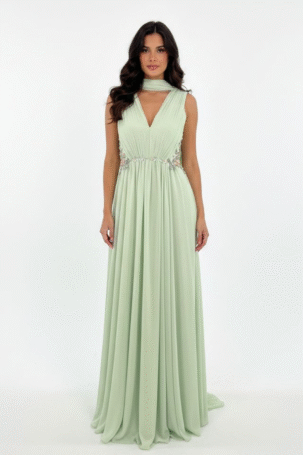 Vestido Raira Verde com Capa