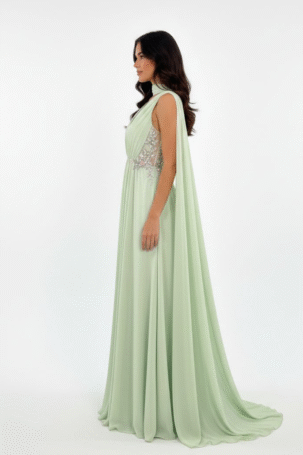 Vestido Raira Verde com Capa