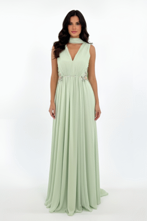 Vestido Raira Verde com Capa