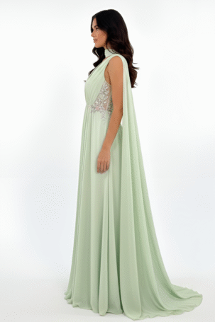 Vestido Raira Verde com Capa